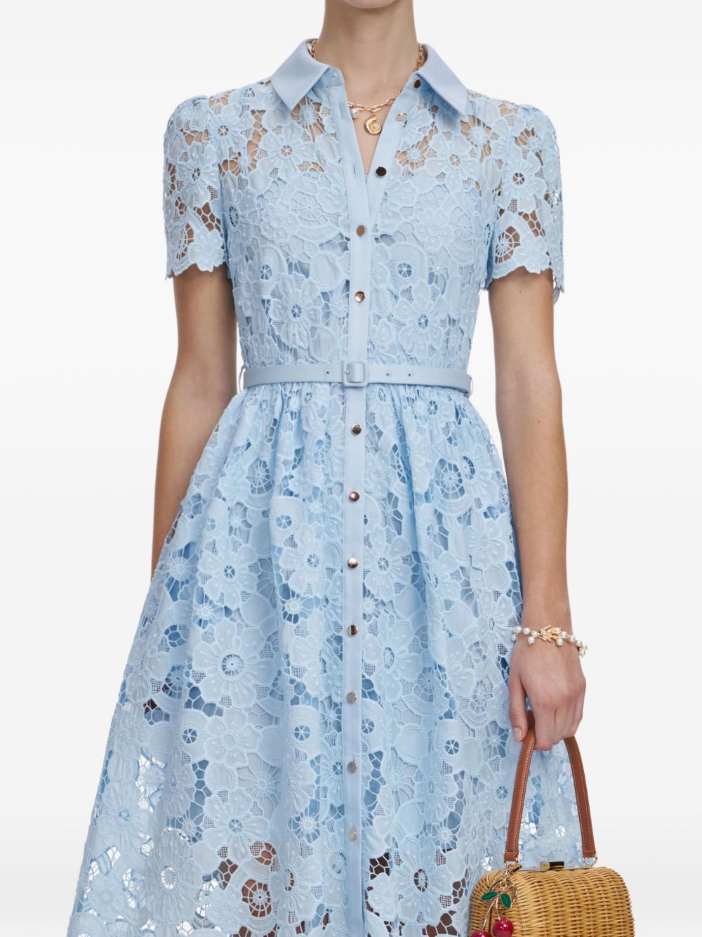 Abito midi con cintura blu cielo Self-Portrait - donna 