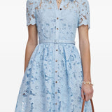 Abito midi con cintura blu cielo Self-Portrait - donna 
