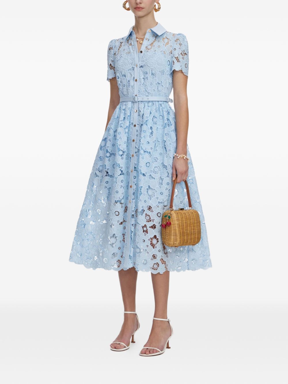 Abito midi con cintura blu cielo Self-Portrait - donna 