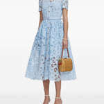 Abito midi con cintura blu cielo Self-Portrait - donna 