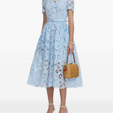 Abito midi con cintura blu cielo Self-Portrait - donna 