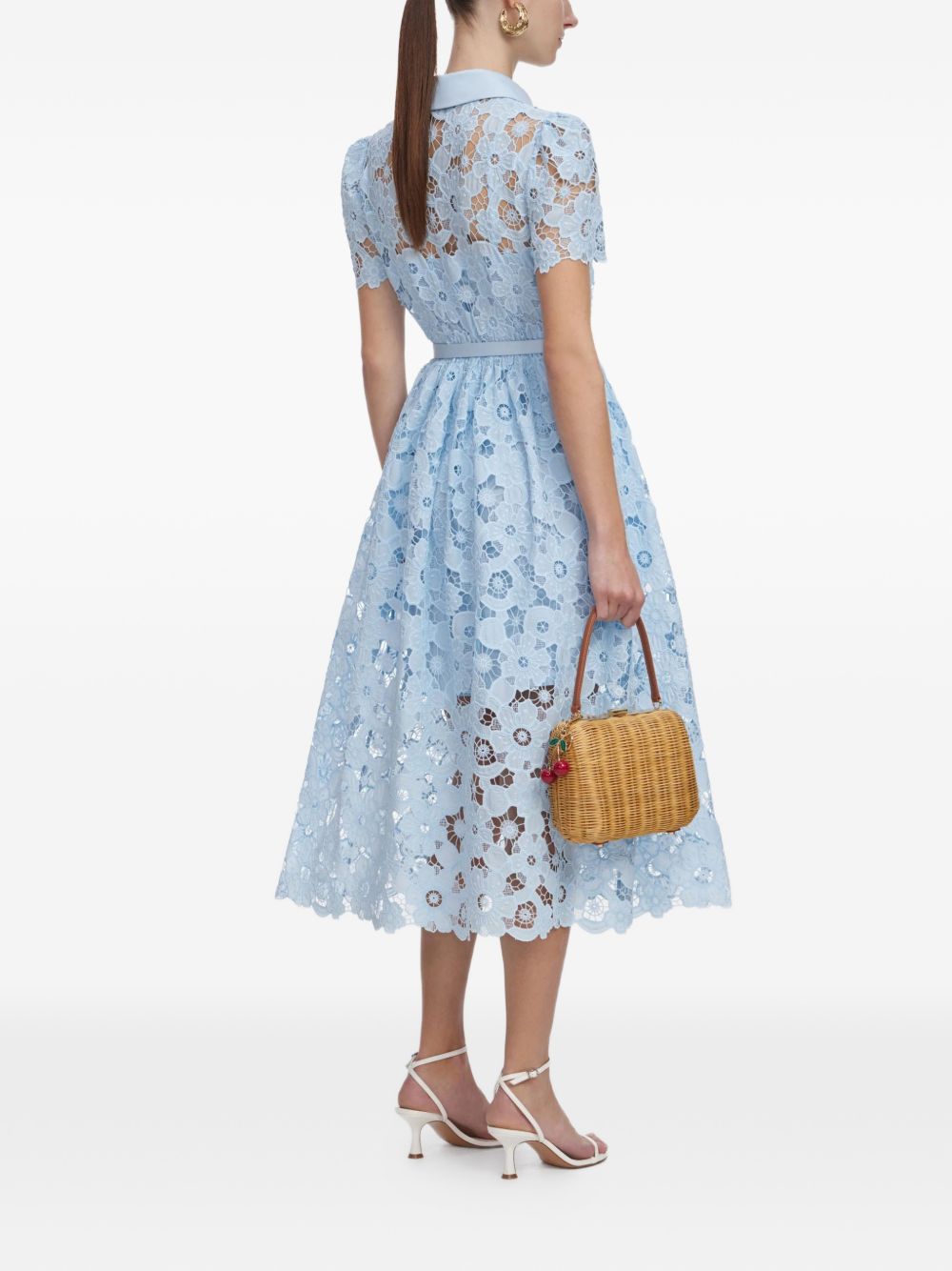Abito midi con cintura blu cielo Self-Portrait - donna 