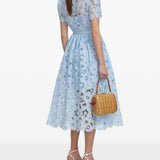Abito midi con cintura blu cielo Self-Portrait - donna 