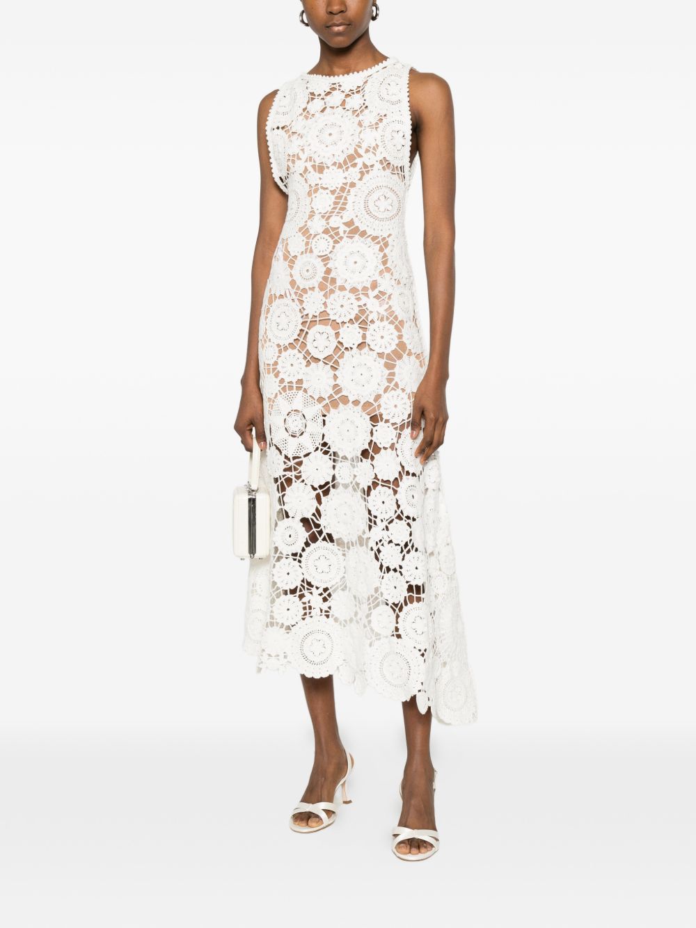Abito midi in crochet bianco Self-Portrait - donna 