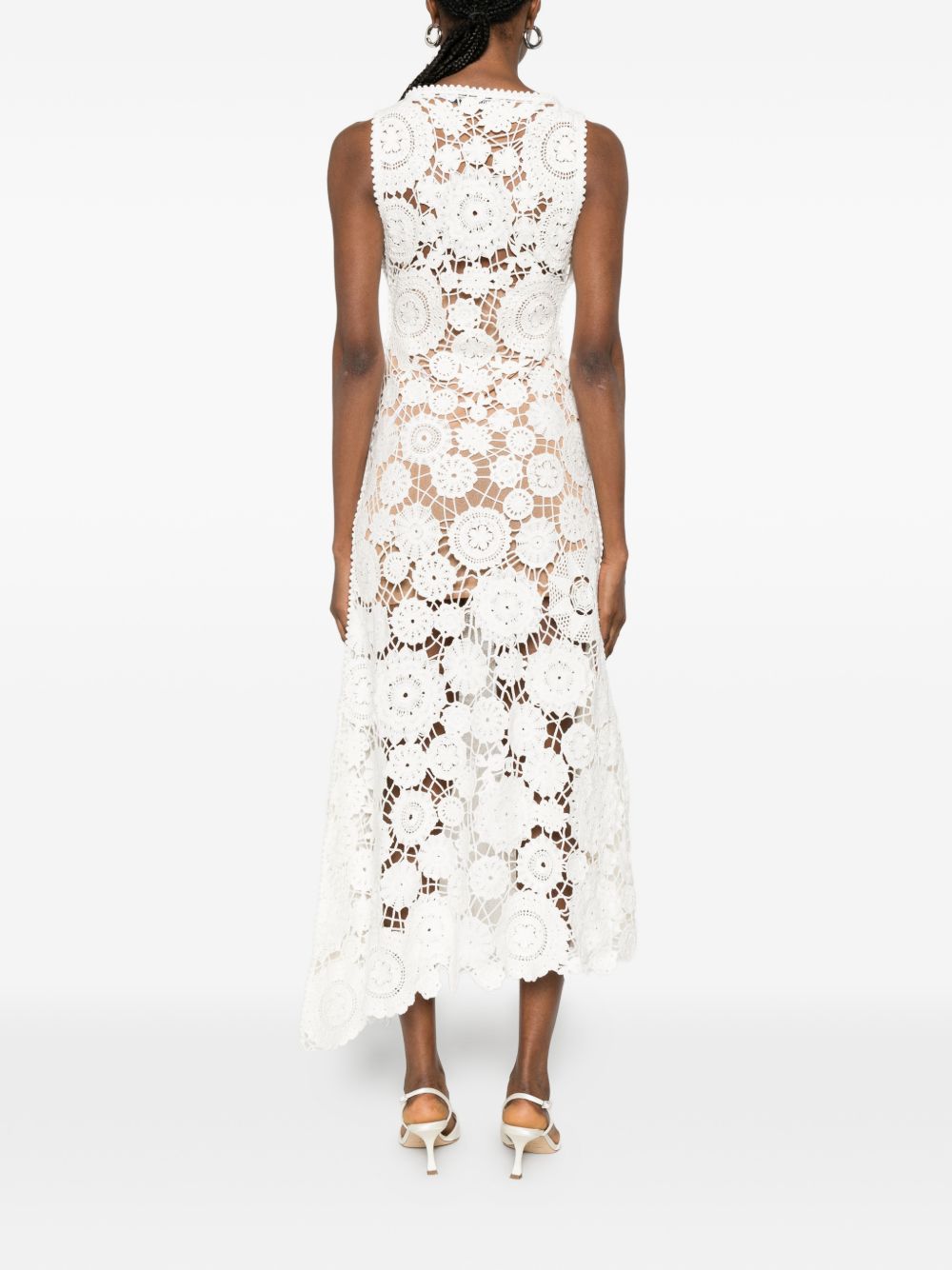 Abito midi in crochet bianco Self-Portrait - donna 