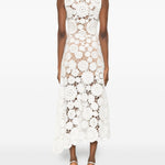 Abito midi in crochet bianco Self-Portrait - donna 