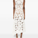 Abito midi in crochet bianco Self-Portrait - donna 