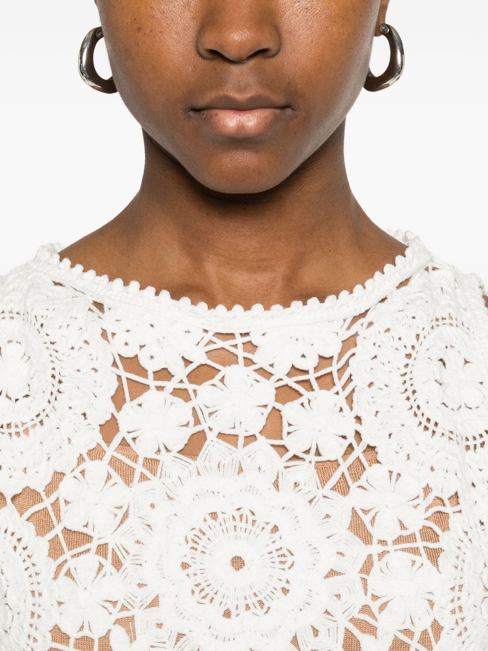Abito midi in crochet bianco Self-Portrait - donna 
