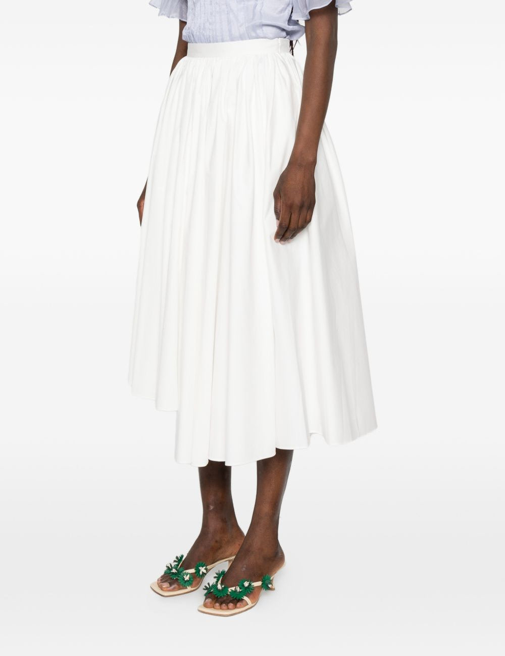 Gonna midi in poplin in bianco Self-portrait - donna 