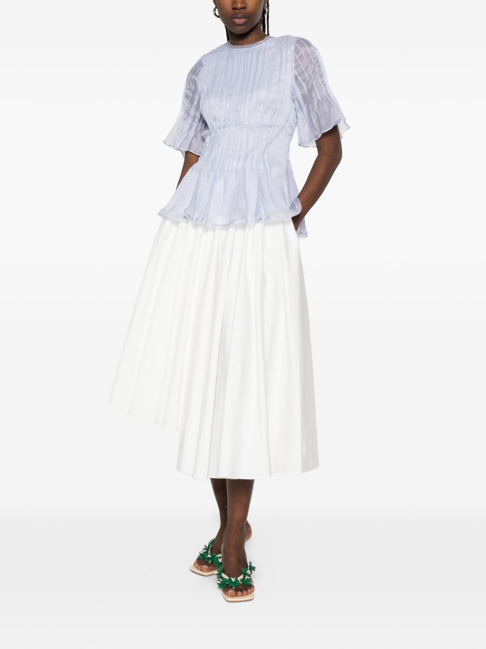 Gonna midi in poplin in bianco Self-portrait - donna 