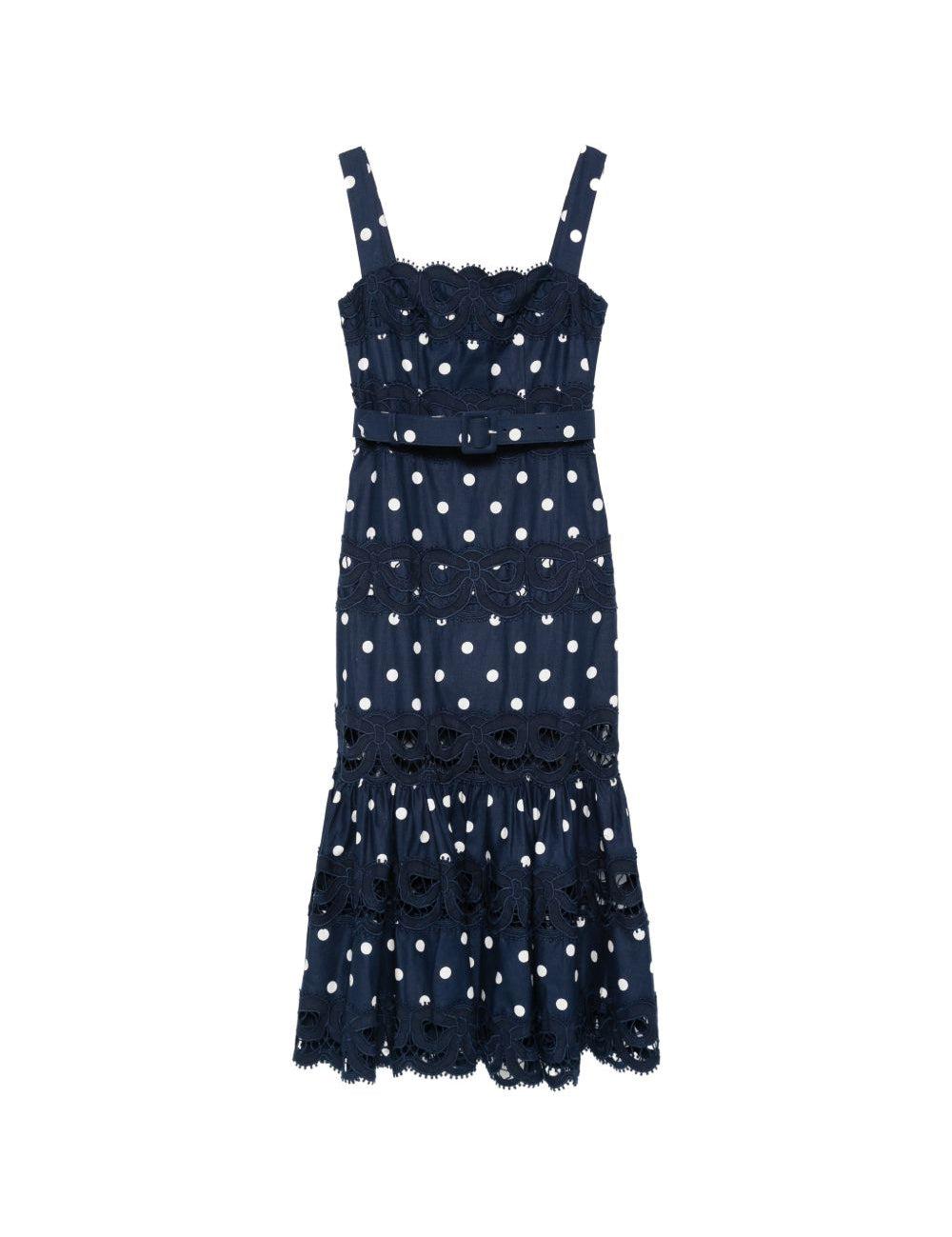 Abito midi con pois in blu Self-Portrait - donna 