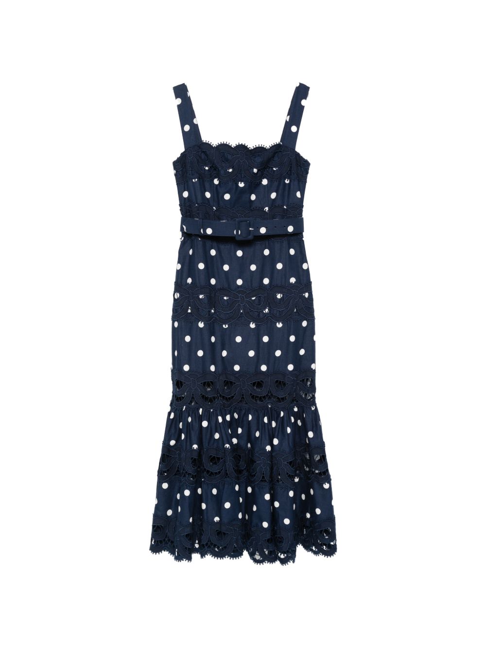 Abito midi con pois in blu Self-Portrait - donna 