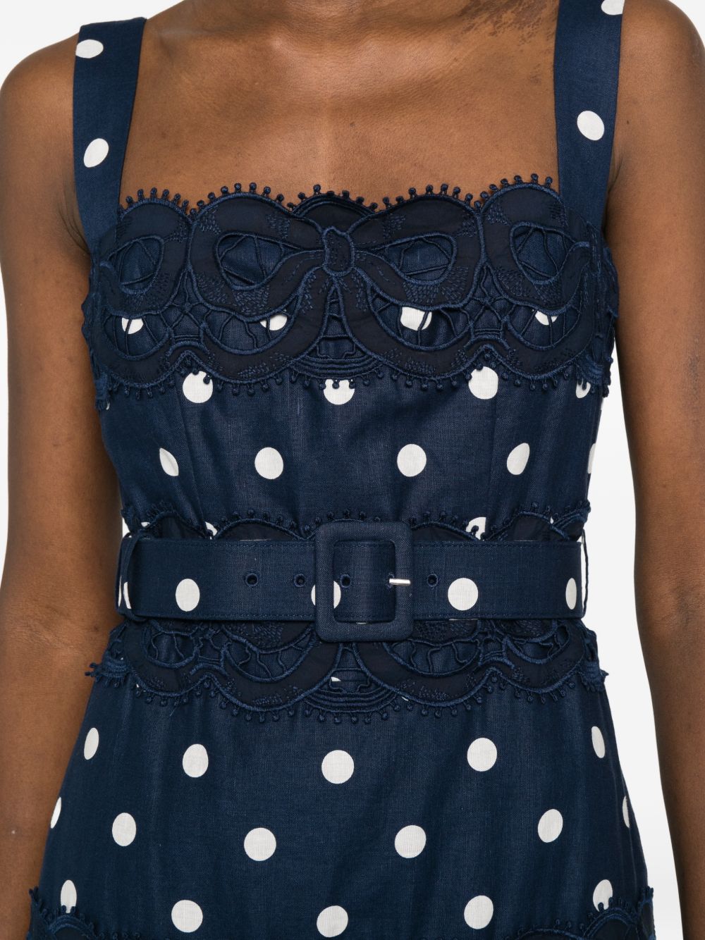 Abito midi con pois in blu Self-Portrait - donna 