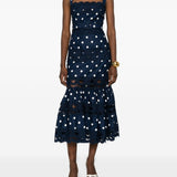 Abito midi con pois in blu Self-Portrait - donna 