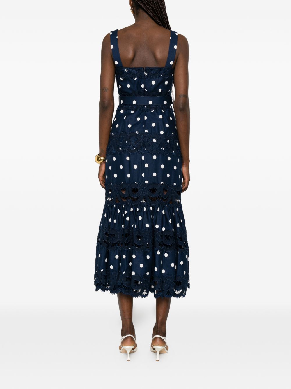 Abito midi con pois in blu Self-Portrait - donna 