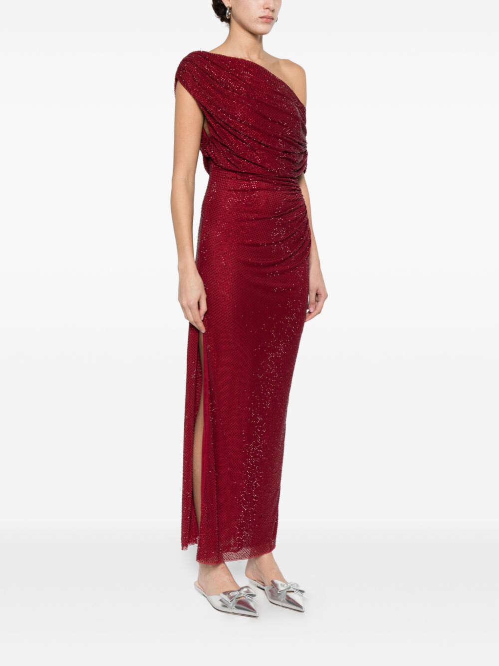 Abito midi drappeggiato in rosso Self-Portrait - donna 
