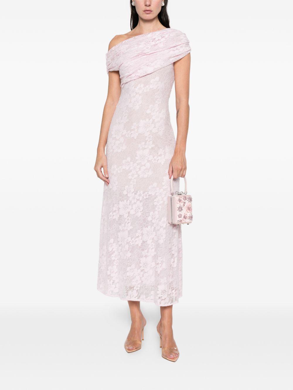 Abito midi in pizzo in rosa Self-Portrait - donna 