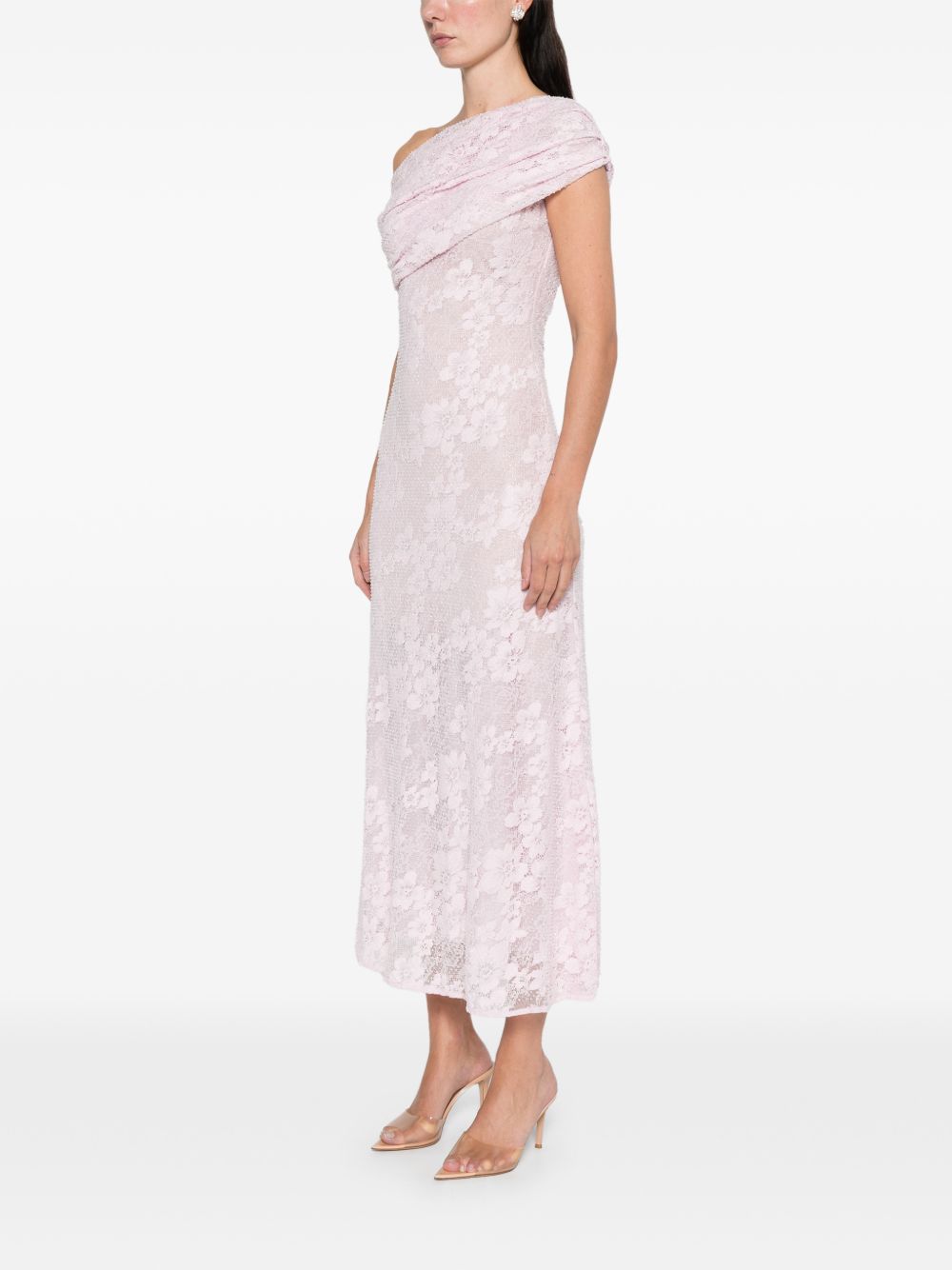 Abito midi in pizzo in rosa Self-Portrait - donna 