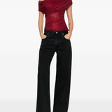 Top monospalla drapeggiato in bordeaux Self-portrait - donna 