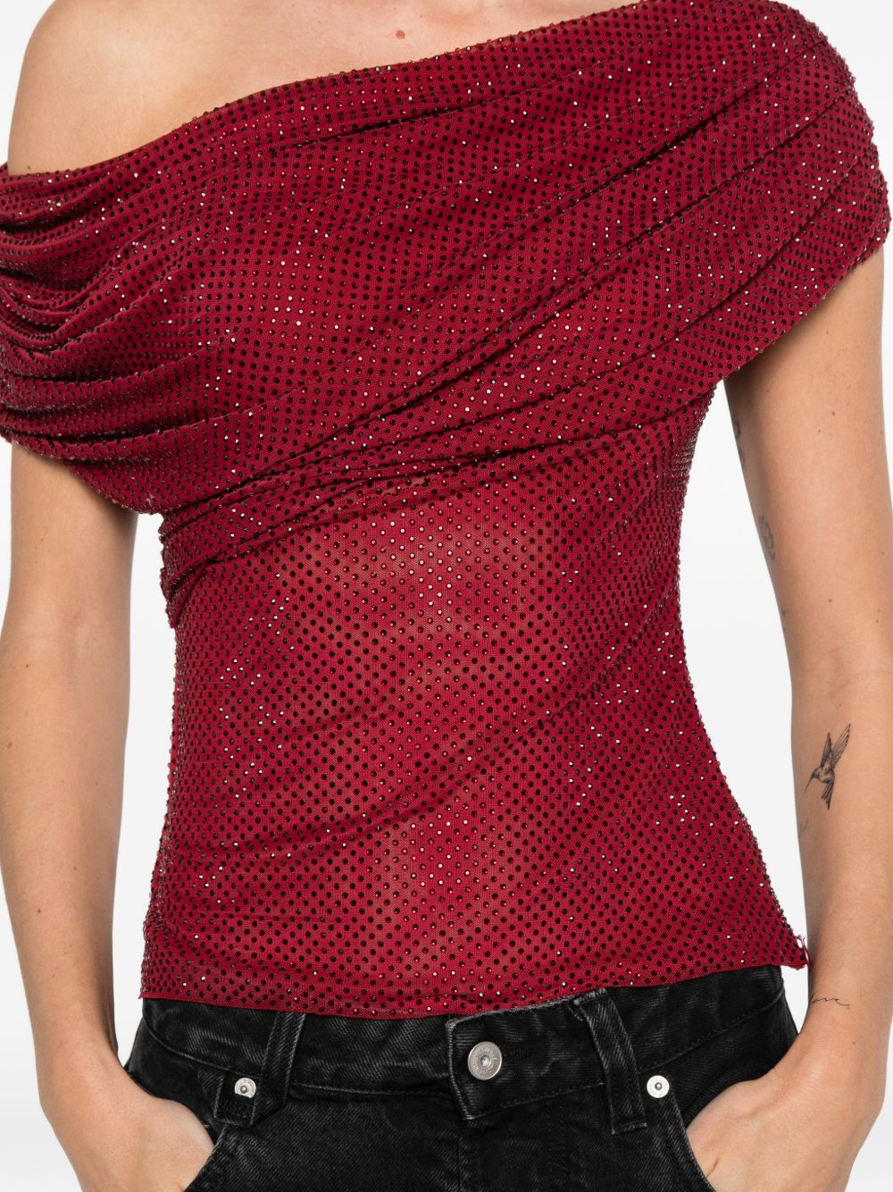 Top monospalla drapeggiato in bordeaux Self-portrait - donna 