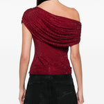 Top monospalla drapeggiato in bordeaux Self-portrait - donna 
