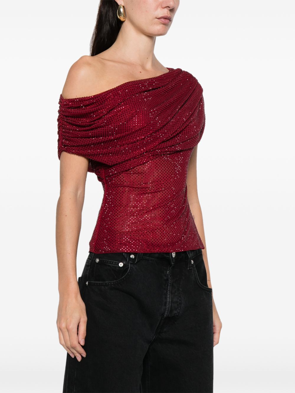 Top monospalla drapeggiato in bordeaux Self-portrait - donna 