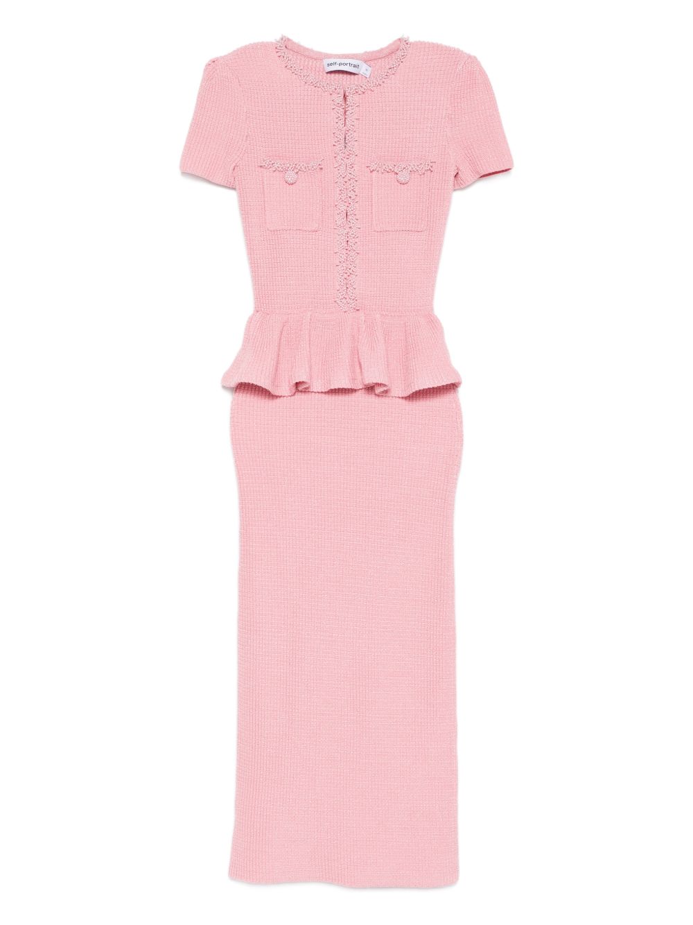 Abito midi con peplum in rosa Self-Portrait - donna 