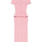Abito midi con peplum in rosa Self-Portrait - donna 