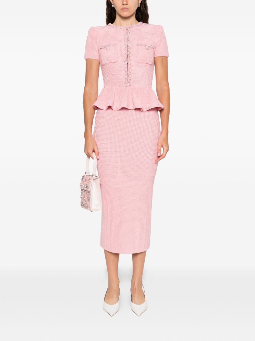 Abito midi con peplum in rosa Self-Portrait - donna 