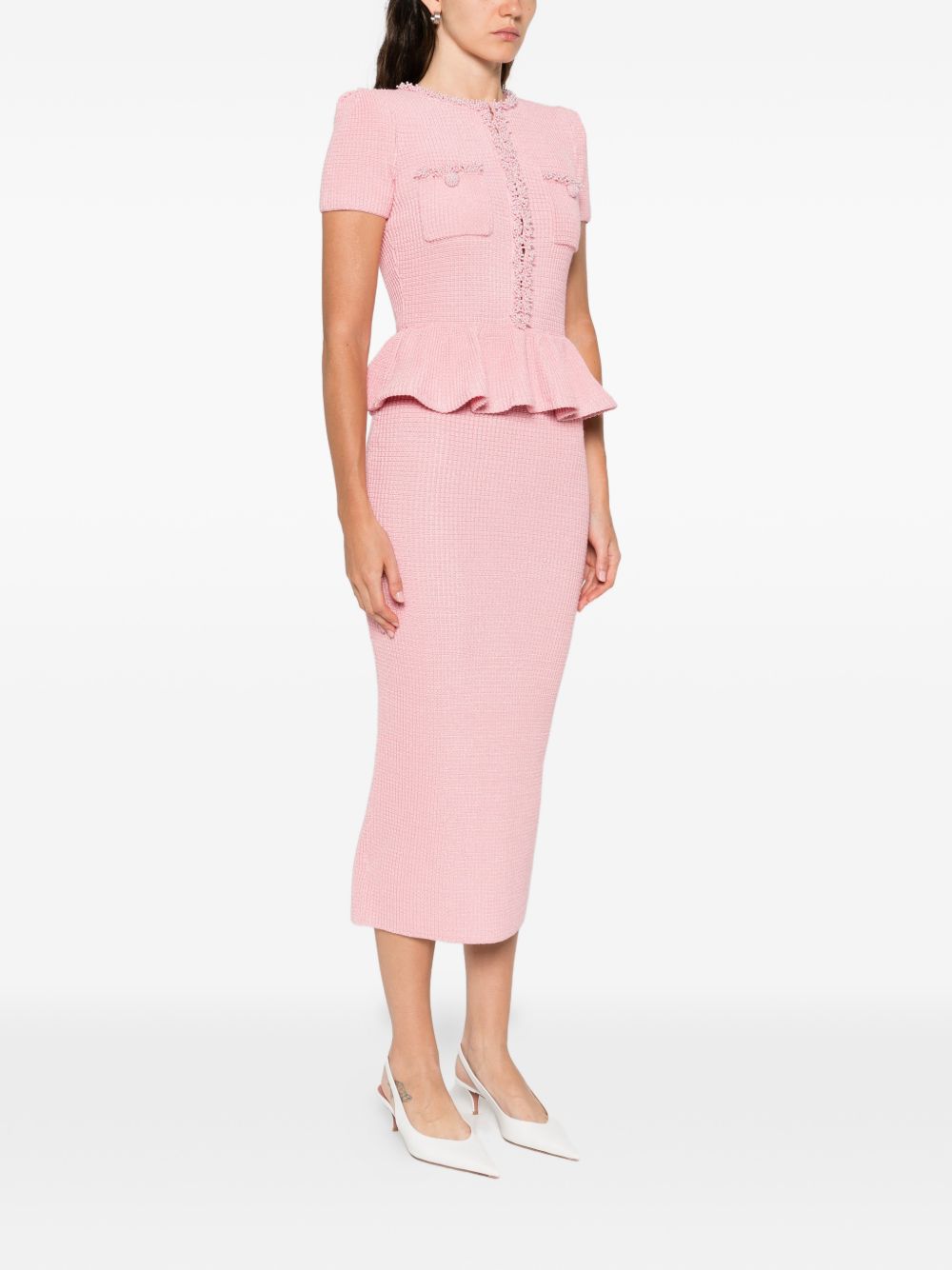 Abito midi con peplum in rosa Self-Portrait - donna 