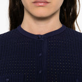 Abito corto con colletto smerlato in blu e bianco Self-Portrait - donna 