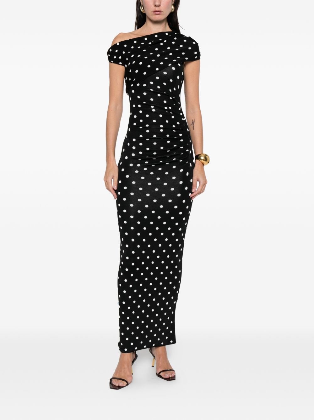 Abito midi a pois in nero Self-Portrait - donna 