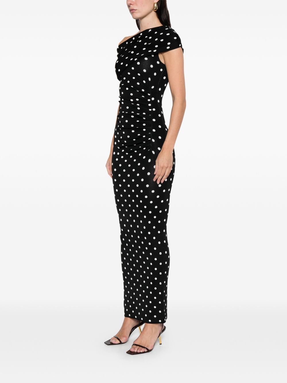 Abito midi a pois in nero Self-Portrait - donna 