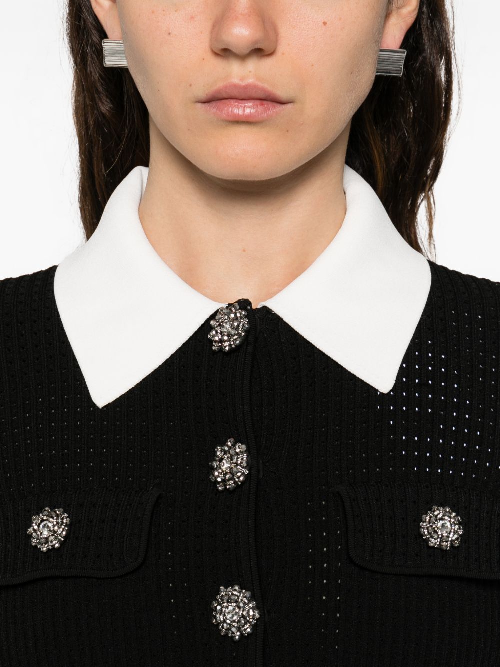 Abito corto con colletto in nero Self-Portrait - donna 