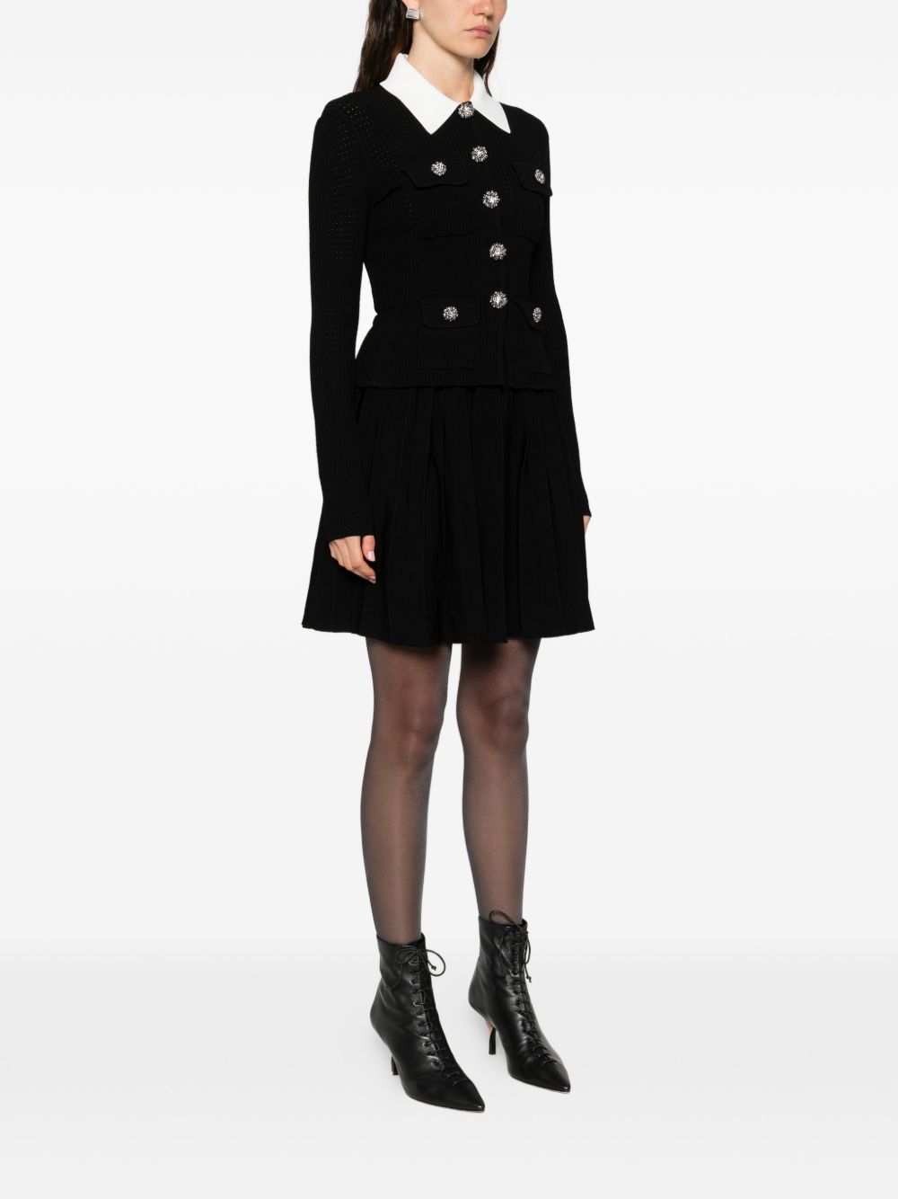 Abito corto con colletto in nero Self-Portrait - donna 