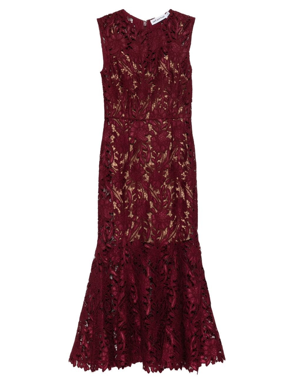 Abito midi smanicato in bordeaux Self-Portrait - donna 