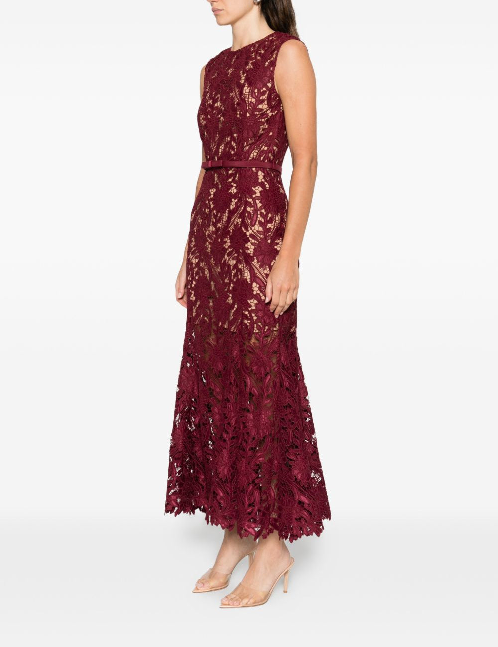 Abito midi smanicato in bordeaux Self-Portrait - donna 