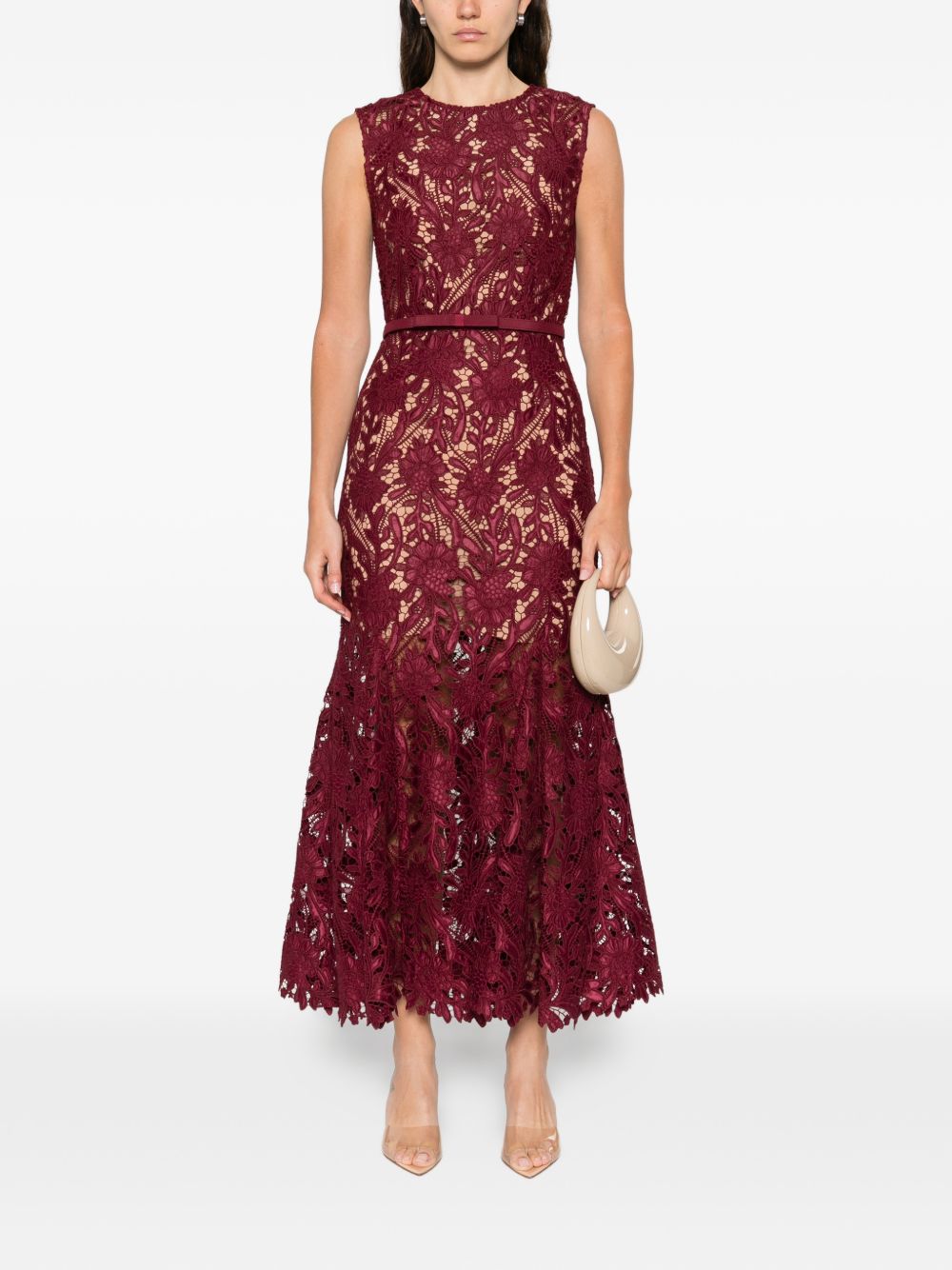 Abito midi smanicato in bordeaux Self-Portrait - donna 