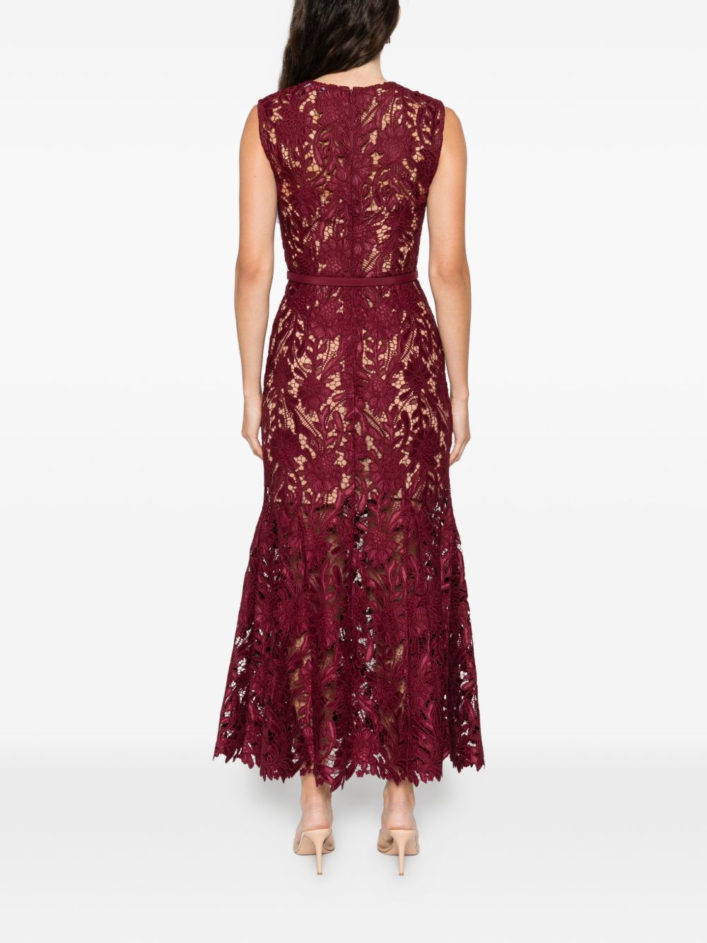 Abito midi smanicato in bordeaux Self-Portrait - donna 