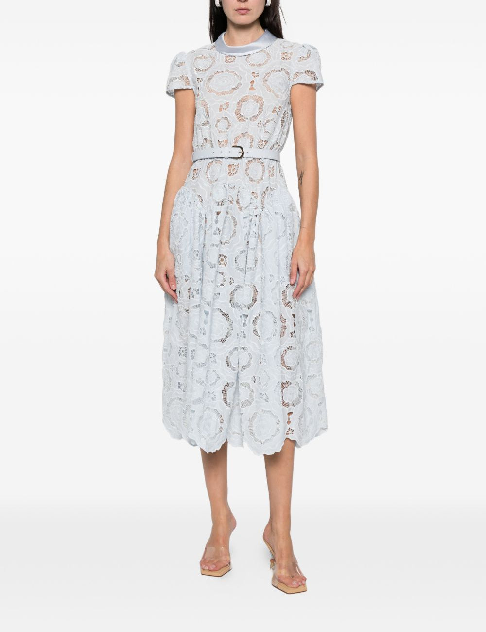 Abito midi in pizzo a fiori in azzurro Self-Portrait - donna 