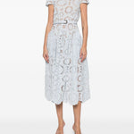 Abito midi in pizzo a fiori in azzurro Self-Portrait - donna 