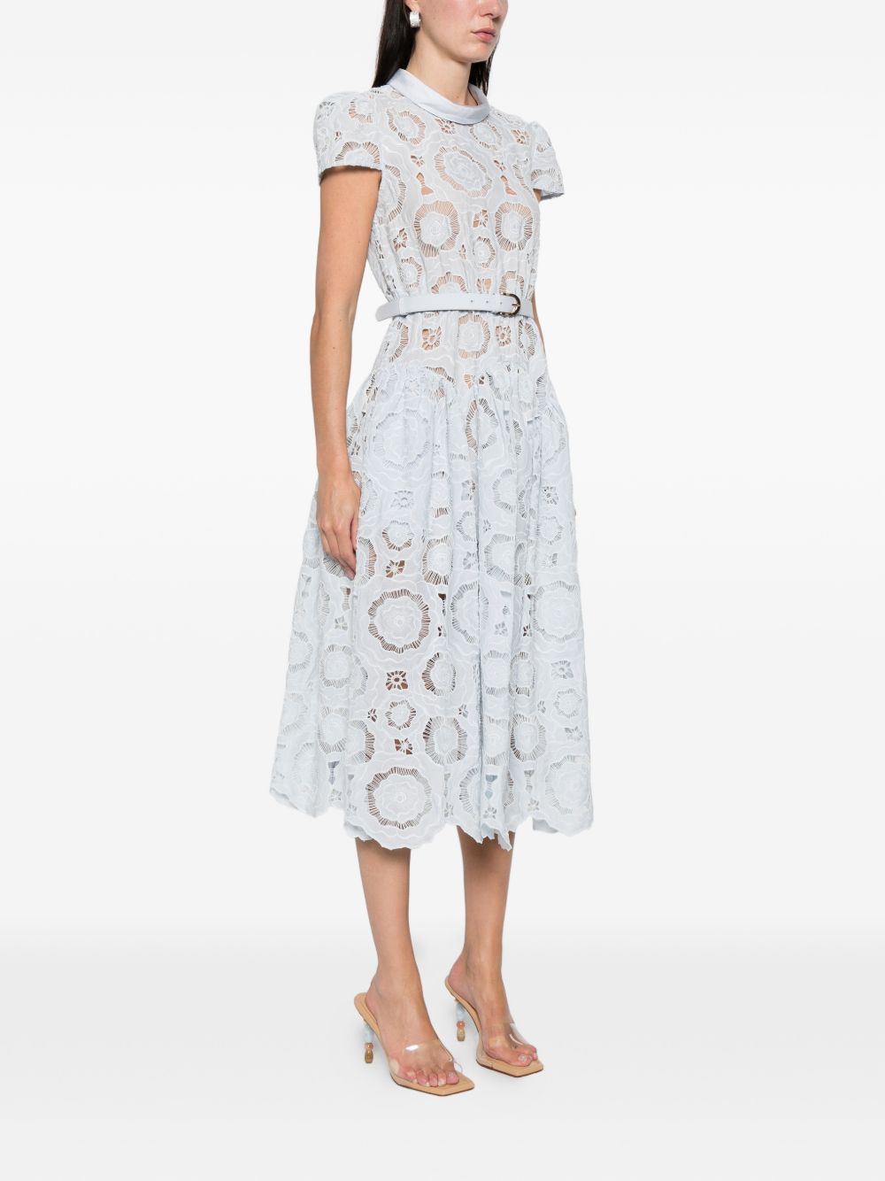 Abito midi in pizzo a fiori in azzurro Self-Portrait - donna 