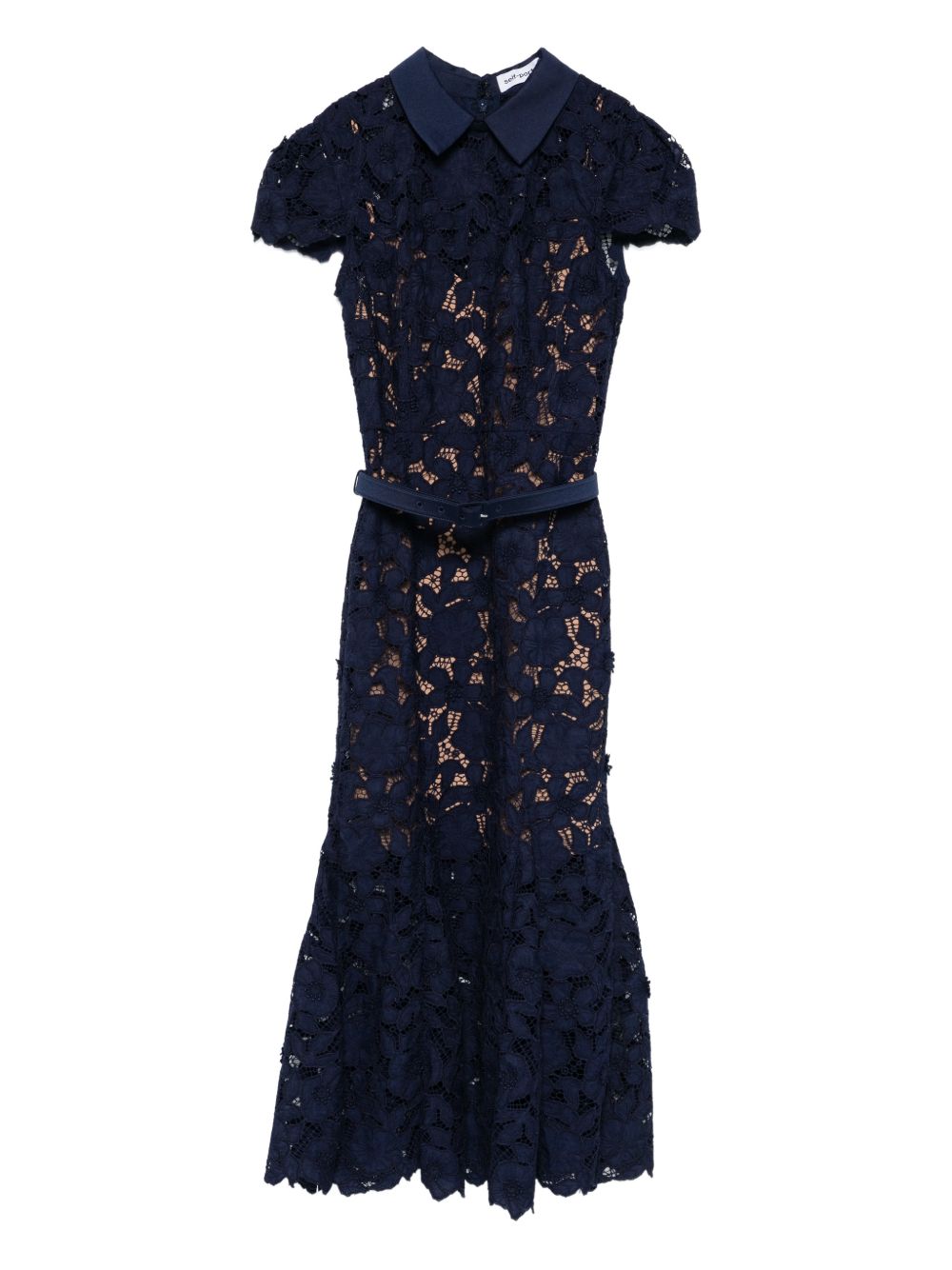 Abito midi in pizzo guipure in blu Self-Portrait - donna 