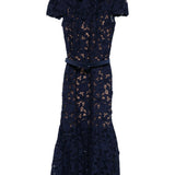 Abito midi in pizzo guipure in blu Self-Portrait - donna 