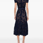 Abito midi in pizzo guipure in blu Self-Portrait - donna 