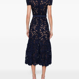 Abito midi in pizzo guipure in blu Self-Portrait - donna 
