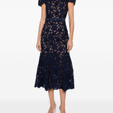 Abito midi in pizzo guipure in blu Self-Portrait - donna 