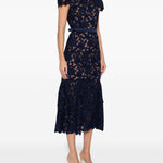 Abito midi in pizzo guipure in blu Self-Portrait - donna 