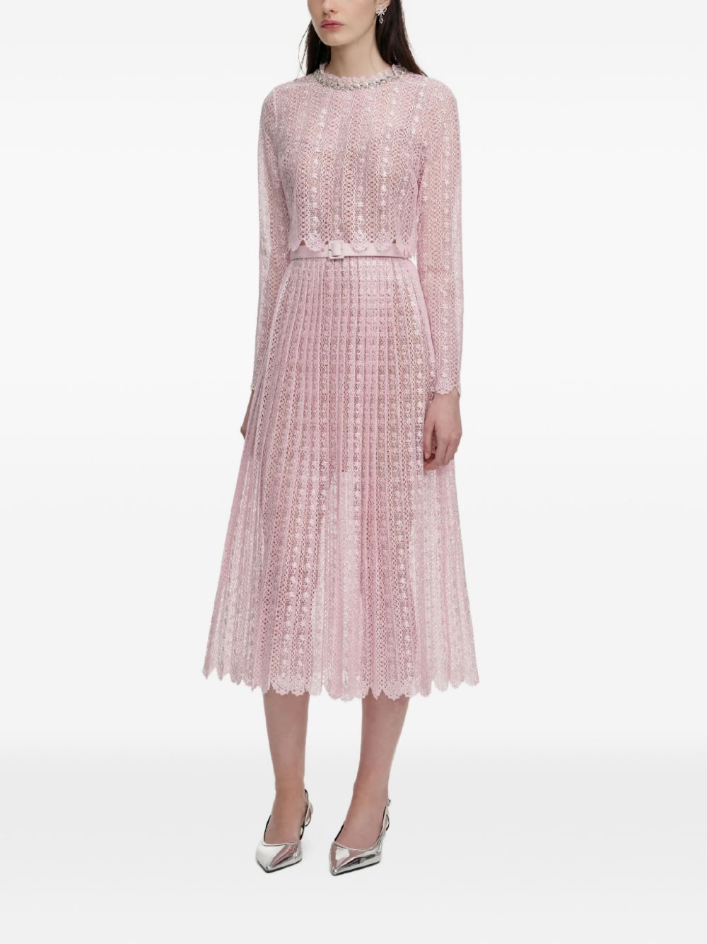 Abito midi plissettato in rosa Self-Portrait - donna 