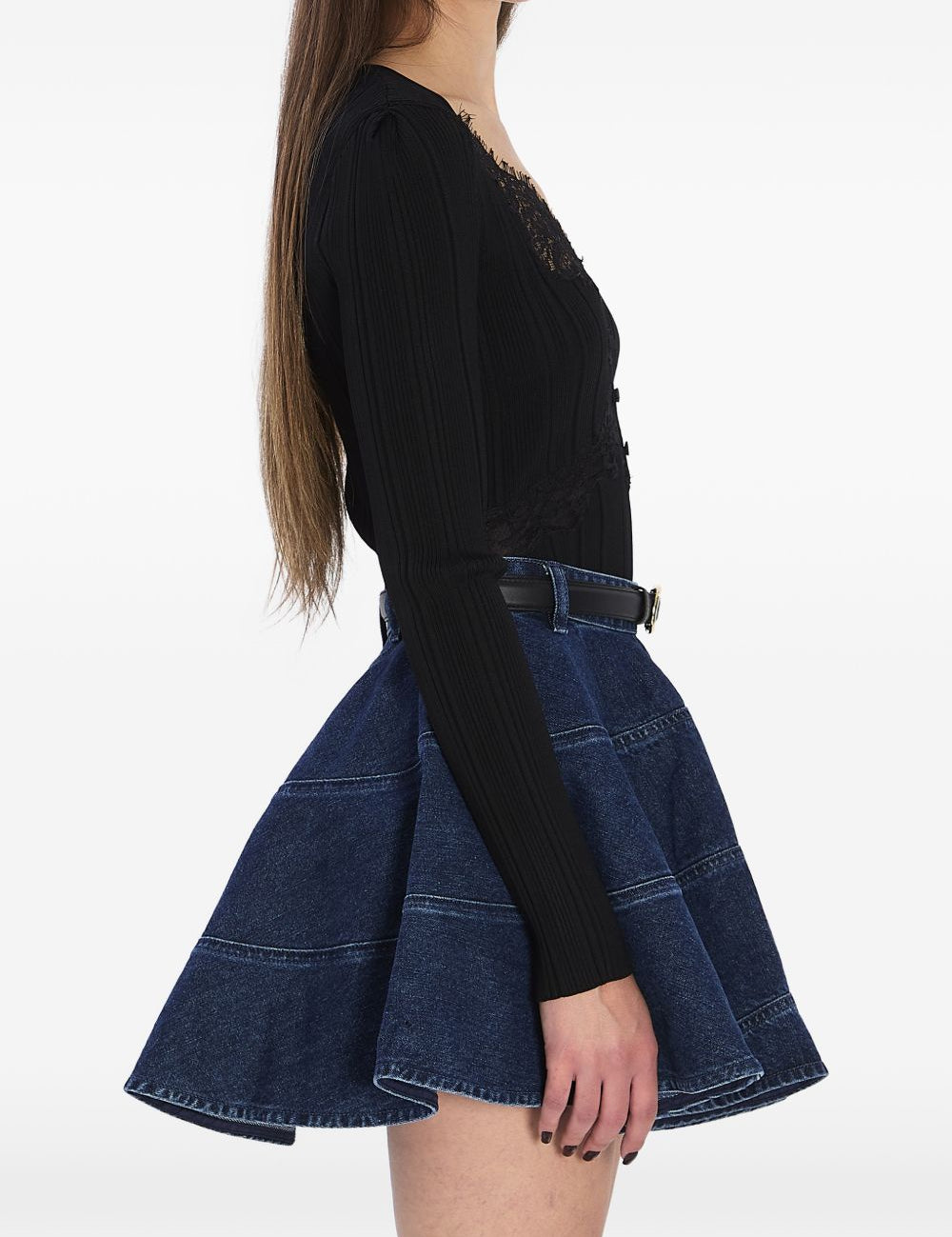 Top con bottoni in pizzo in nero Self-portrait - donna 